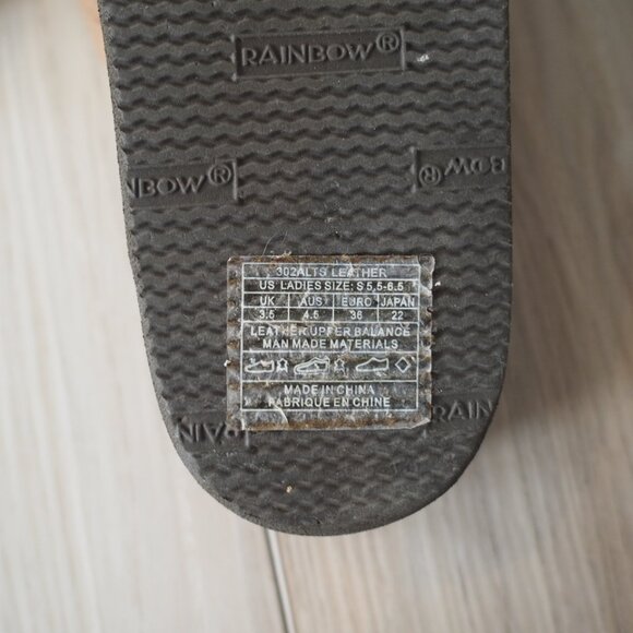 Rainbow Tan Flip Flops Double Layer Premier Leather Arch Support Sz W 5.5-6.5 - Picture 11 of 15